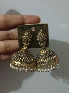Black+Gold Color Jhumka