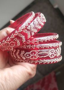 Red & Silver Bangle Set