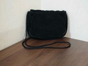 Vintage Velvet Sling Bag With Embroidery