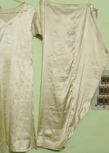 Satin Suit With Heavy Painted Dupatta