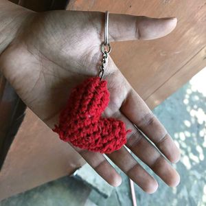 Red Crochet Heart Keychain