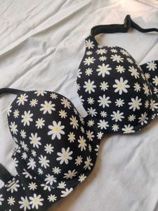 Black Floral Padded Bra For Women