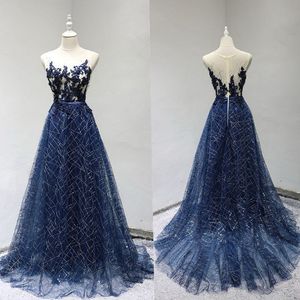 Navy Blue Banquet Evening Dress