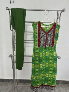 Green Printed Kurta Set