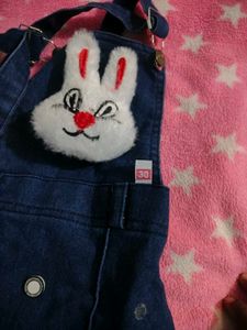 Cute 'Sweet Look Girls' Tee With Denim Dungaree