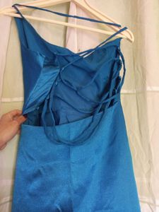Teal One-Shoulder Maxi Dress