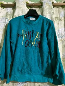 Embroidered Teal Sweatshirt