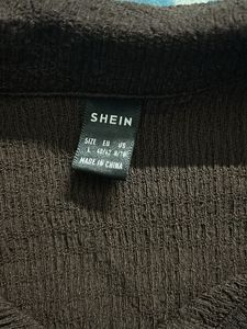 Dark Brown Fitted Shirt From Shein