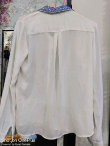 White&amp;blue Embroided Shirt 🤍🩵