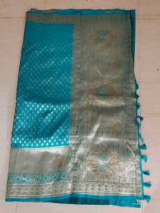 Festive Wear Sea Green Shalu Saree With Blouse