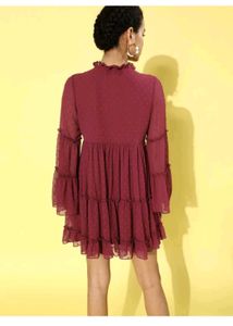 Maroon Tiered Mini Dress