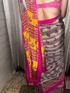 Crepe Yellow &amp; Pink without blouse
