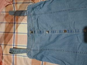 Denim Button-Front Pinafore Dress