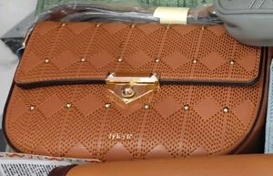 Iykyk Compact Brown Textured Crossbody Sling Bag