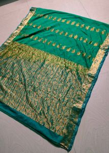 Shinning Sea Green Pure Gadwal Saree