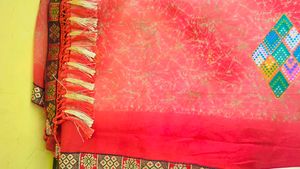 Red Saree with Embellishments