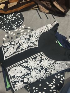 Embroidered Black Top