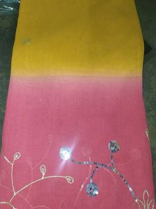 Pinkish Yellow Saree
