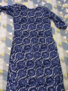 Blue Printed long Kurti