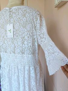 Vintage White Lace Midi Dress