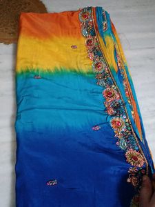 Heavy Work Partywear Multicolour Silk Saree
