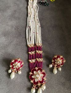 Elegant Ruby Kundan Jewelry Set