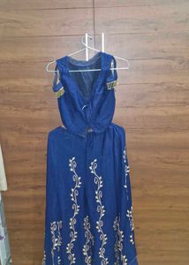 Blue Embroidered Ethnic Skirt