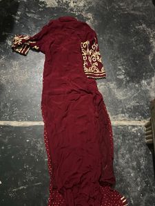 Maroon Embroidered Kurta