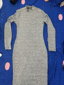 Gray Turtleneck Bodycon Dress