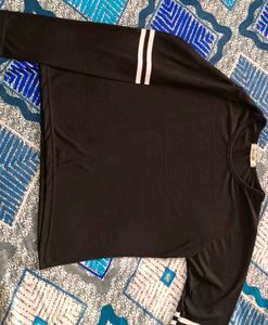 Striped full length Sleeve Black Top