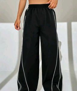 Black Track Pants with White Stripe