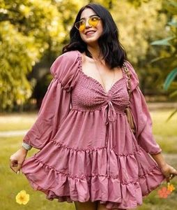 Tiered Ruffle Sleeve Dress