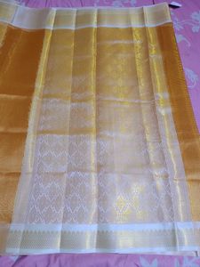 New Golden Tissue Silk Saree Dual Tone.