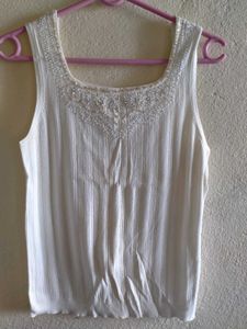 Beaded White Tank Top