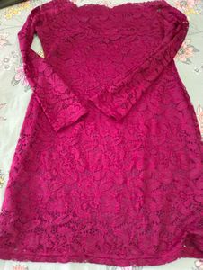Burgundy Lace Off-Shoulder Dress