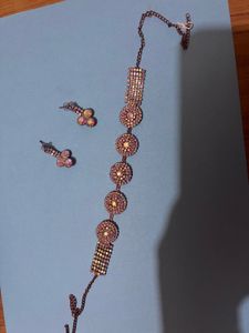 Sparkling Rose Gold-Toned Bracelet and Earring Set