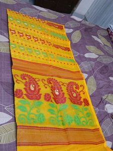 Yellow Printed Saree