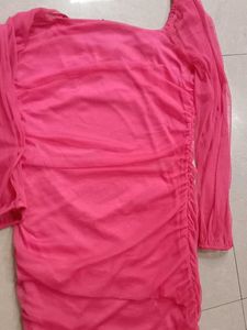 Pink Ruffel Party Wear Dress.