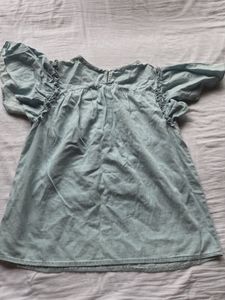 Cute Blue Flutter Sleeve Top