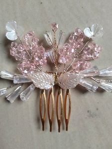 Pearl Beaded with flower design Fancy Hair Comb