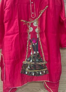 dhoti style girl wd choti round pathani suit
