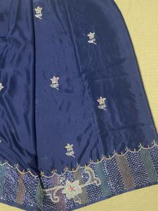 Navy Blue Sequins Heavy Saree