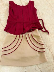 Girls' Red Top &amp; Skirt Set