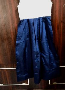 White Blue Party Wear Gown Silk Fabric