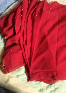 Red.. One Minute Saree.. No Blouse