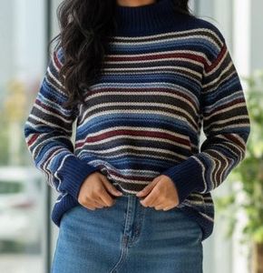 Unisex Striped Knit Sweater