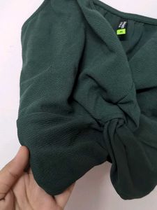 Green Twist-Front Crop Top