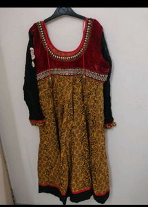 kurta with net sleeves anarkali