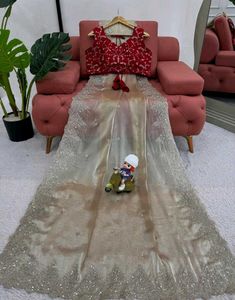 Brand New Sequins Soft Silk Saree (Unstitched BP)