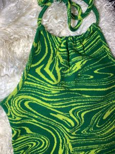 Green Swirl Halter Bodycon Dress